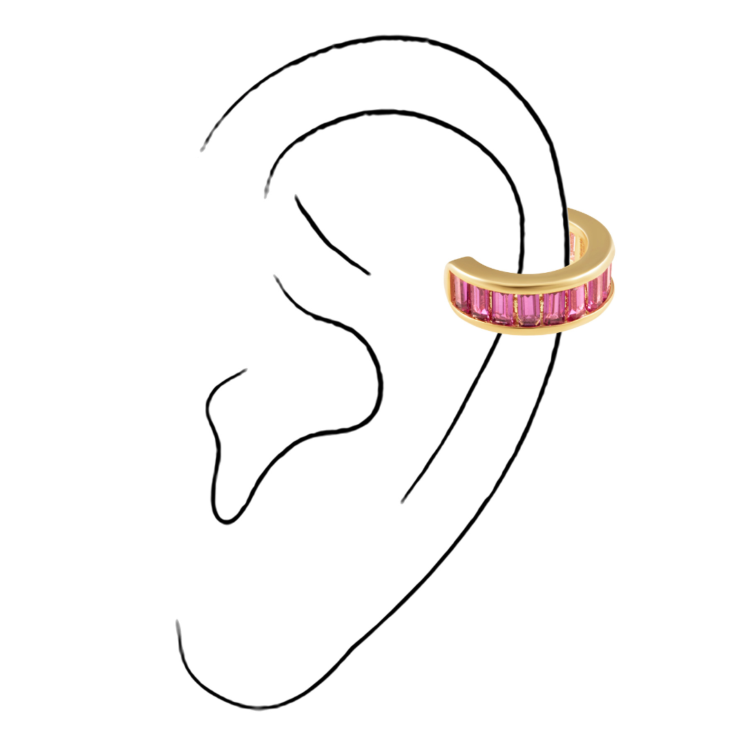 Peyton CZ Ear Cuff Red