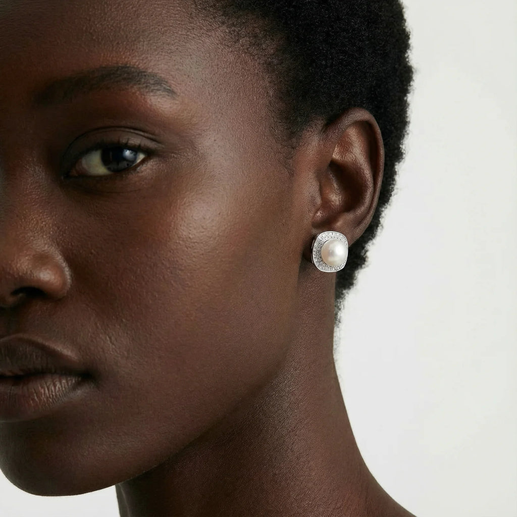 Pearl Halo Studs