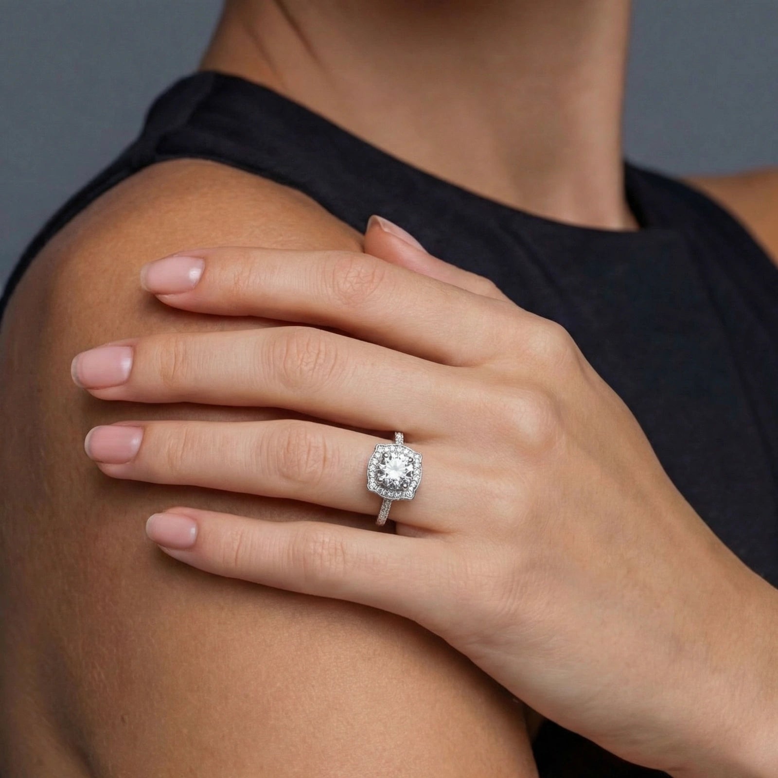 Vintage Crown Moissanite Ring