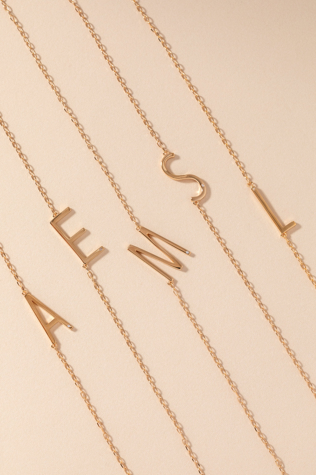 Initial E Precious Elongated Necklace