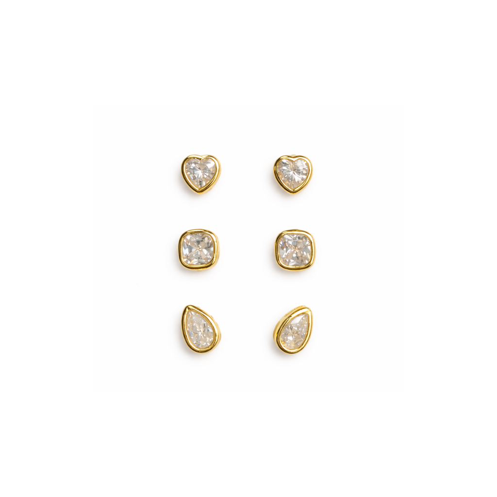Lizzie CZ Bezel Earring Set