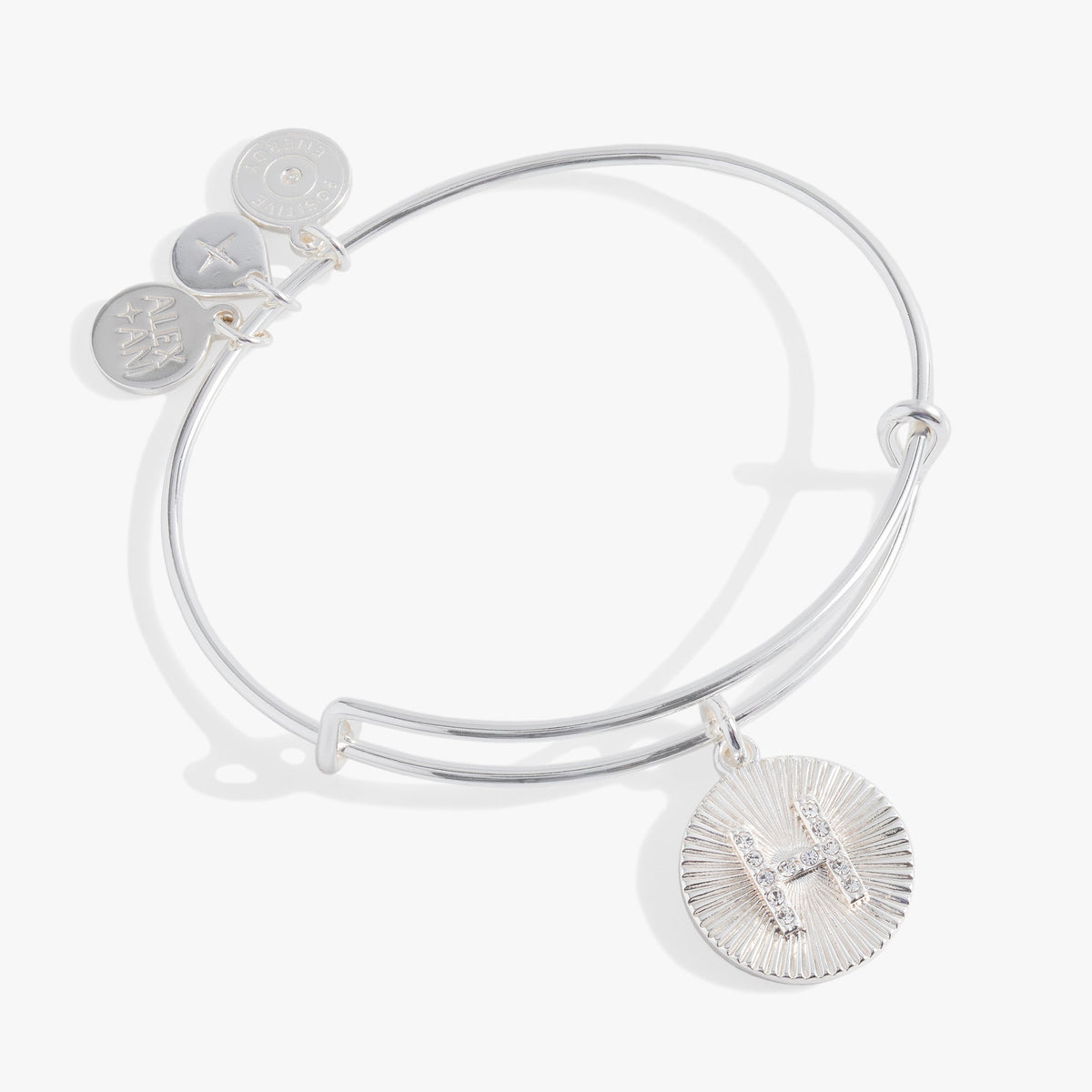 Initial H Pave Starburst Texture Bangle