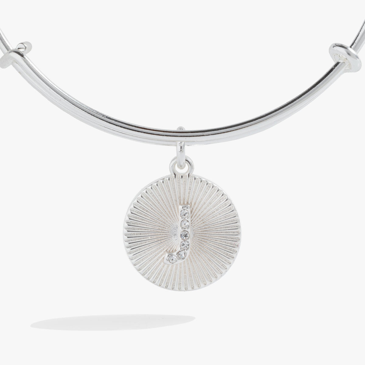 Initial J Pave Starburst Texture Bangle