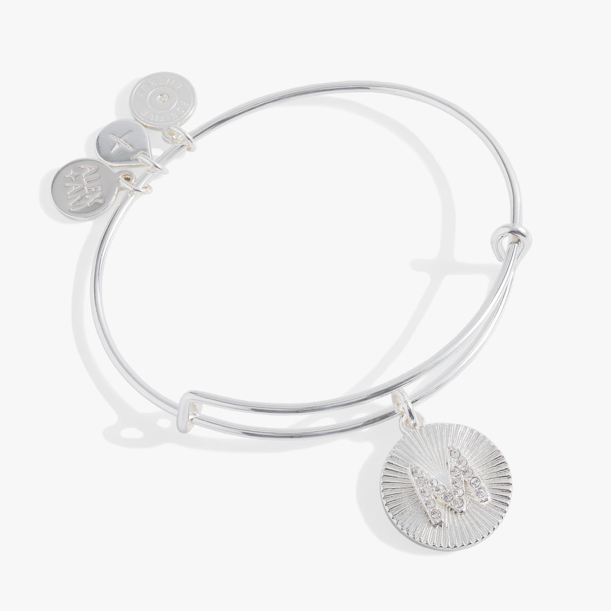 Initial M Pave Starburst Texture Bangle