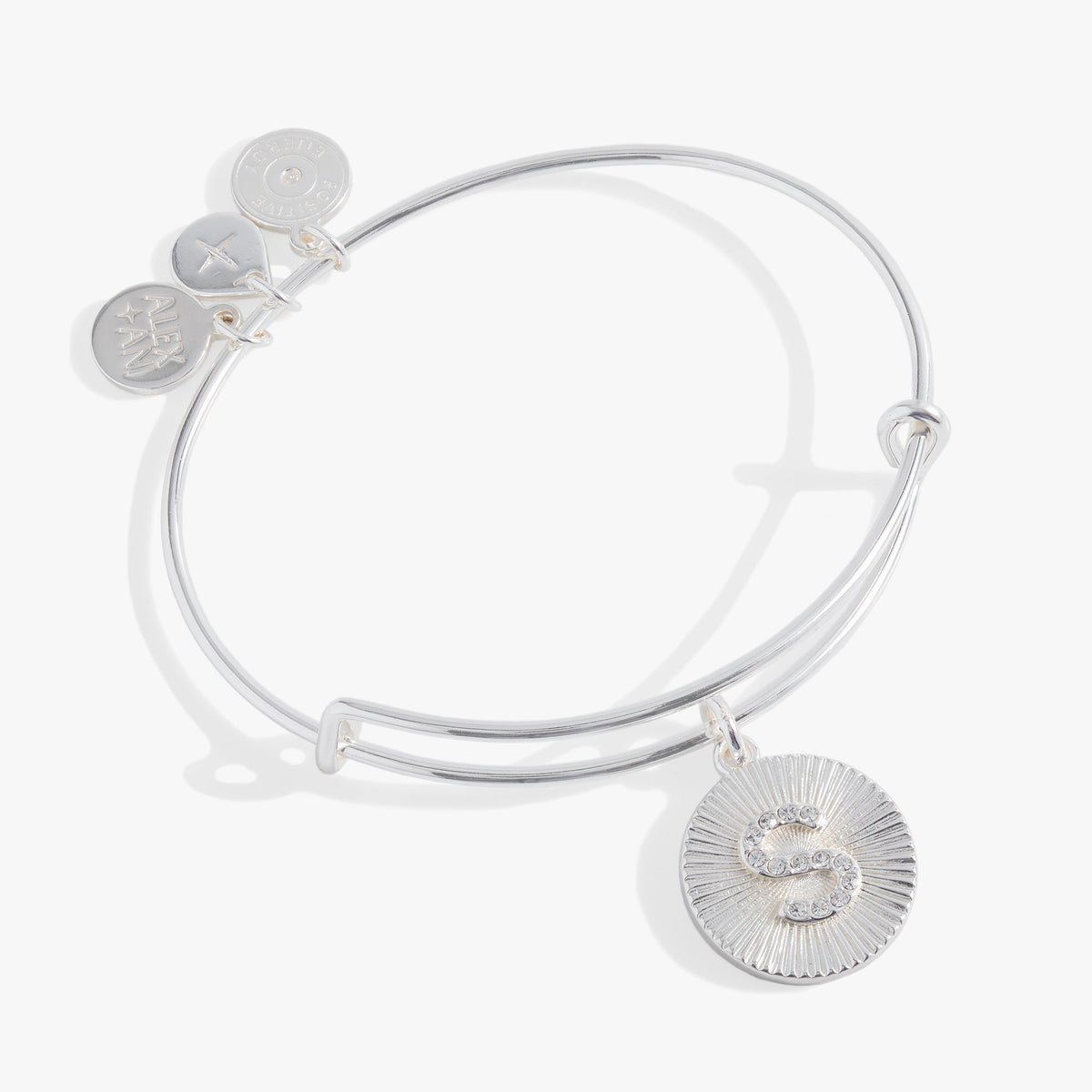 Initial S Pave Starburst Texture Bangle